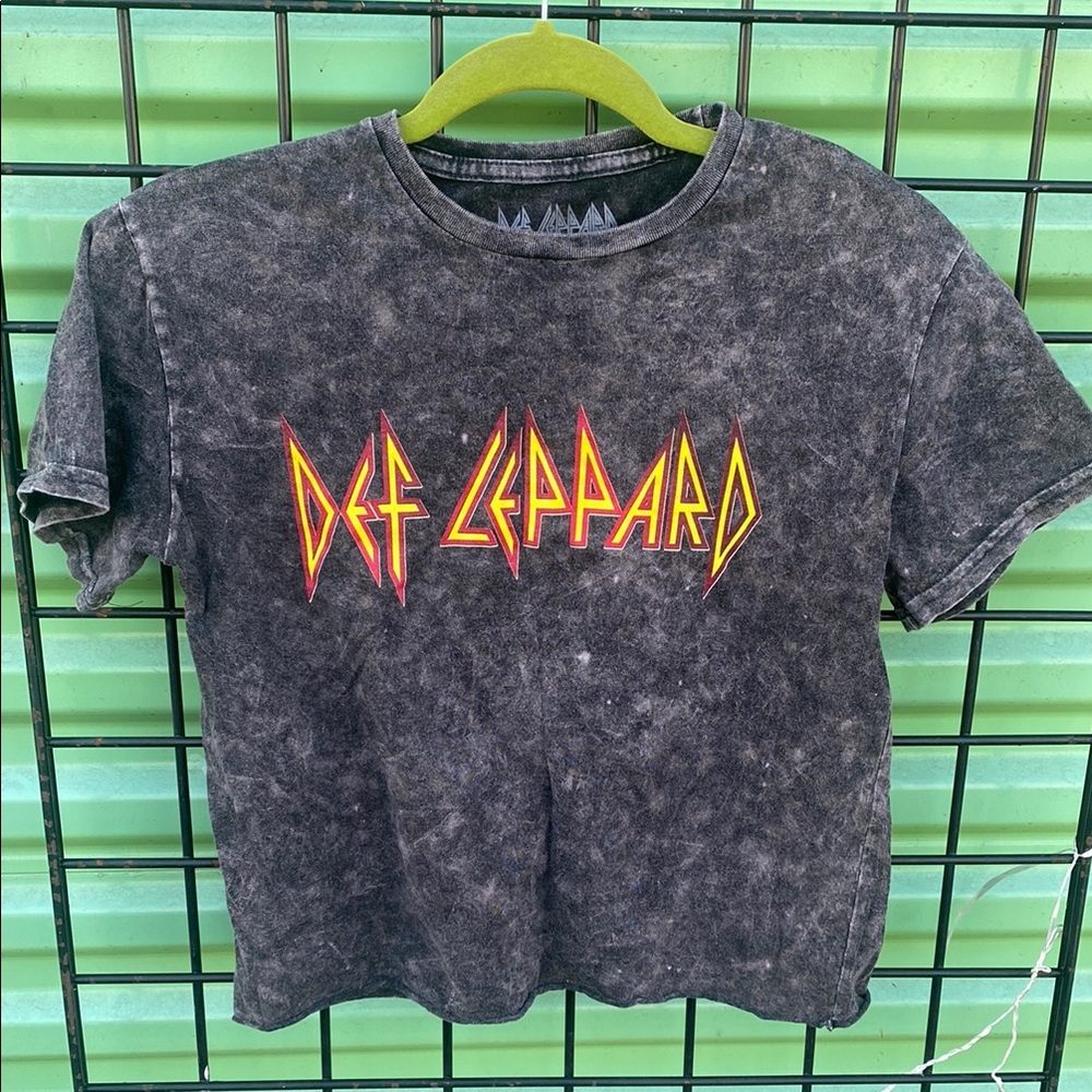 Black Crop Top with DEF LEPPARD Graphic